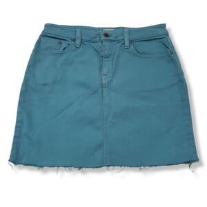 L.L. Bean Skirt Size 4 Womens Denim LL Bean Favorite Fit Jean Skirt Raw Hem Blue
